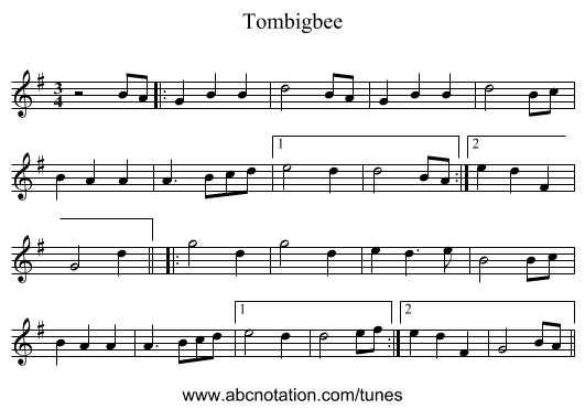 Tombigbee - staff notation