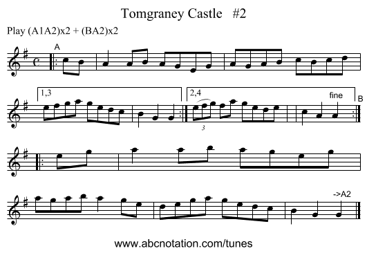 Tomgraney Castle #2 - staff notation