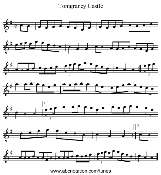 Tomgraney Castle - staff notation