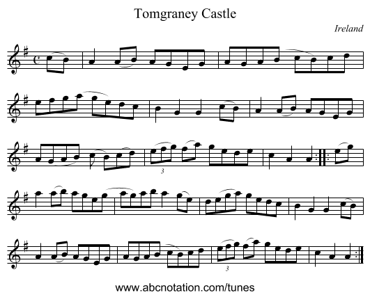 Tomgraney Castle - staff notation
