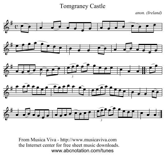 Tomgraney Castle - staff notation