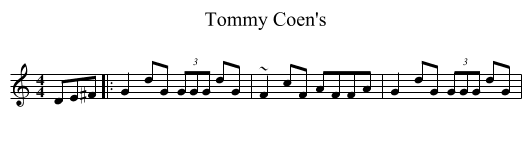 Tommy Coen's - staff notation