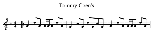 Tommy Coen's - staff notation