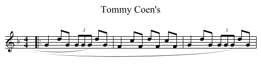 Tommy Coen's - staff notation