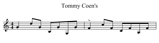 Tommy Coen's - staff notation