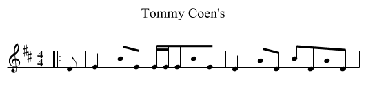 Tommy Coen's - staff notation