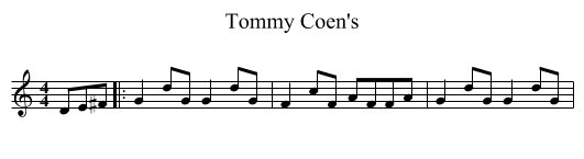 Tommy Coen's - staff notation
