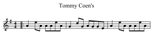 Tommy Coen's - staff notation
