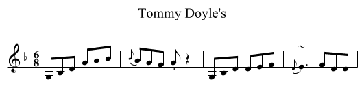 Tommy Doyle's - staff notation