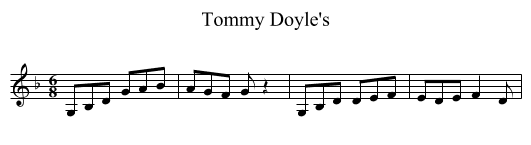 Tommy Doyle's - staff notation