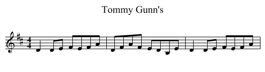 Tommy Gunn's - staff notation