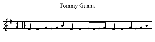 Tommy Gunn's - staff notation