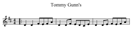 Tommy Gunn's - staff notation