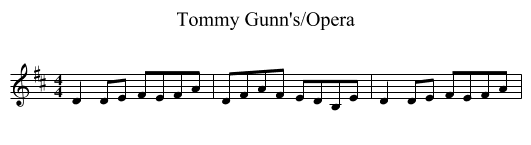 Tommy Gunn's/Opera - staff notation