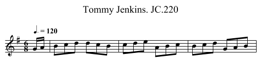 Tommy Jenkins. JC.220 - staff notation