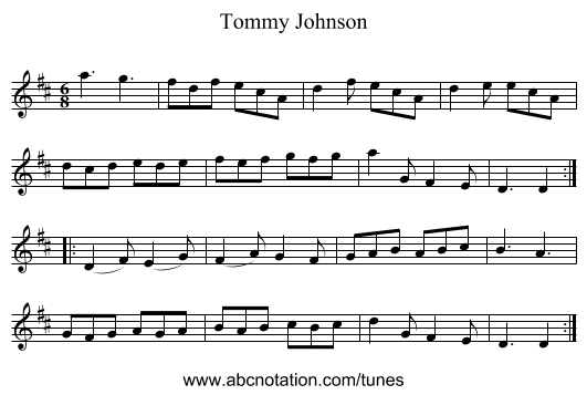Tommy Johnson - staff notation