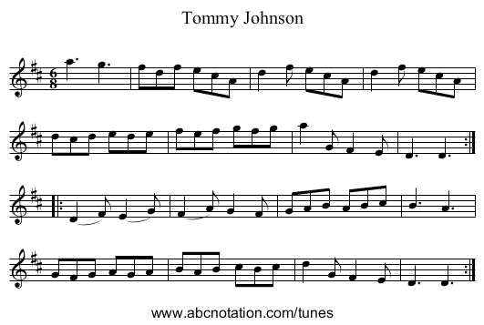 Tommy Johnson - staff notation