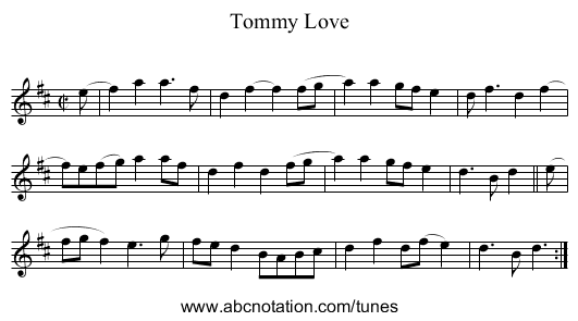 Tommy Love - staff notation