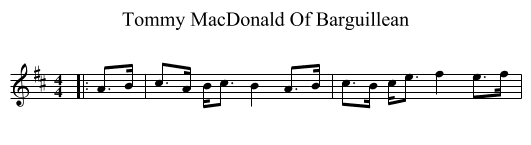 Tommy MacDonald Of Barguillean - staff notation