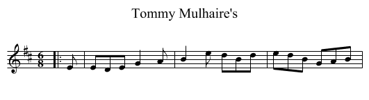 Tommy Mulhaire's - staff notation