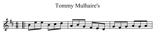 Tommy Mulhaire's - staff notation