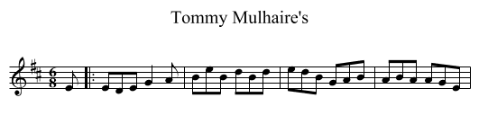 Tommy Mulhaire's - staff notation