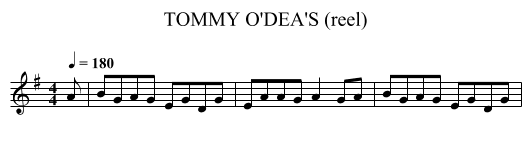 TOMMY O'DEA'S (reel) - staff notation