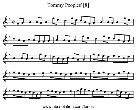 Tommy Peoples' [8] - staff notation