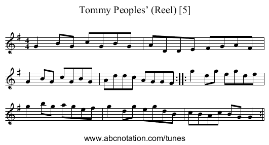 Tommy Peoples’ (Reel) [5] - staff notation