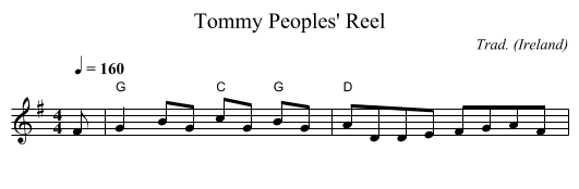 Tommy Peoples' Reel - staff notation