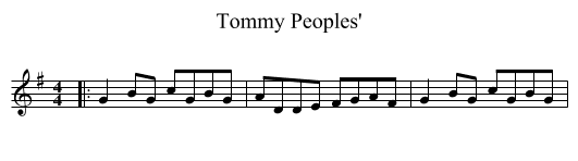 Tommy Peoples' - staff notation