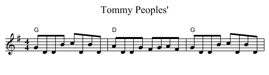 Tommy Peoples' - staff notation