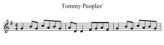 Tommy Peoples' - staff notation