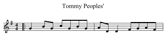Tommy Peoples' - staff notation