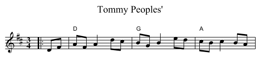 Tommy Peoples' - staff notation