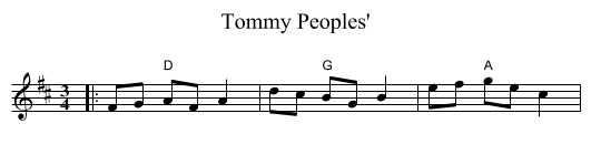 Tommy Peoples' - staff notation