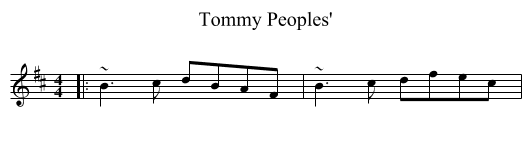 Tommy Peoples' - staff notation