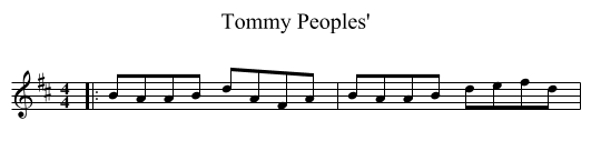 Tommy Peoples' - staff notation