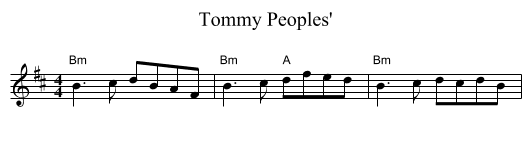 Tommy Peoples' - staff notation