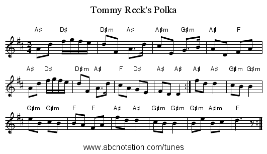 Tommy Reck's Polka - staff notation
