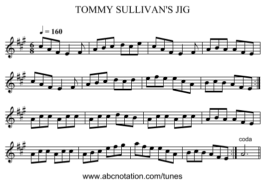 TOMMY SULLIVAN'S JIG - staff notation