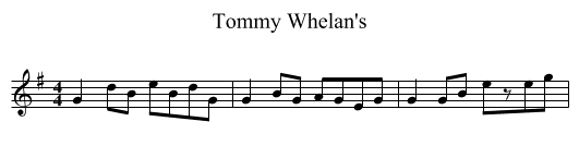 Tommy Whelan's - staff notation
