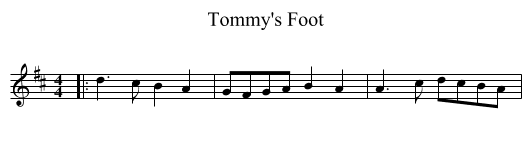 Tommy's Foot - staff notation