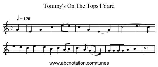 Tommy's On The Tops'l Yard - staff notation