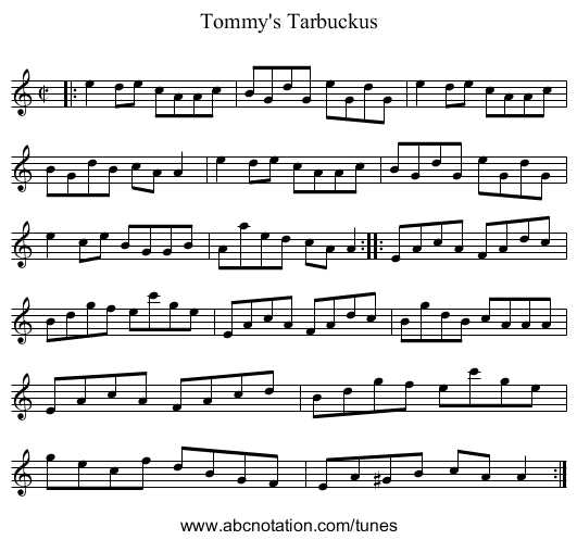 Tommy's Tarbuckus - staff notation