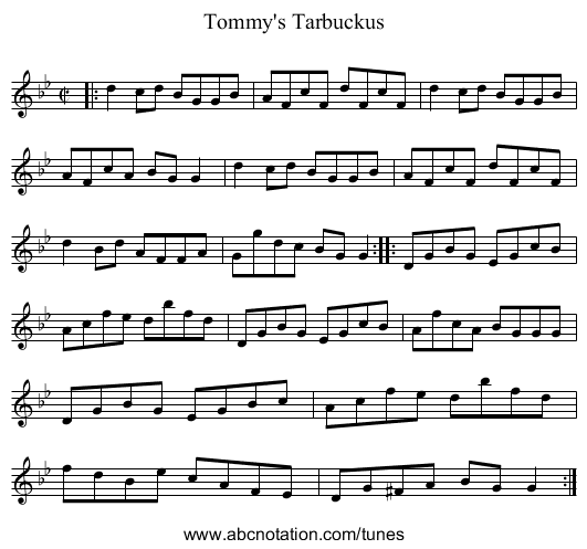 Tommy's Tarbuckus - staff notation