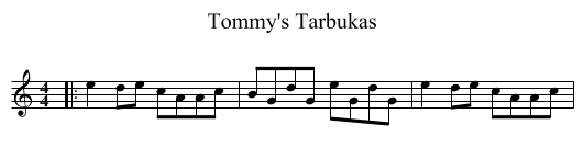 Tommy's Tarbukas - staff notation
