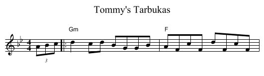 Tommy's Tarbukas - staff notation