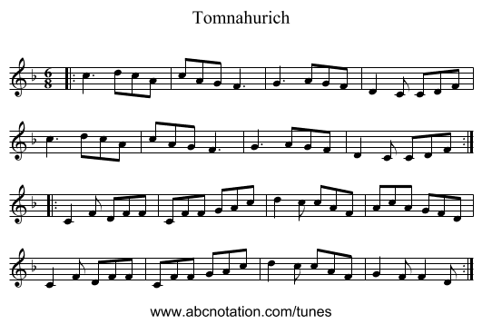 Tomnahurich - staff notation