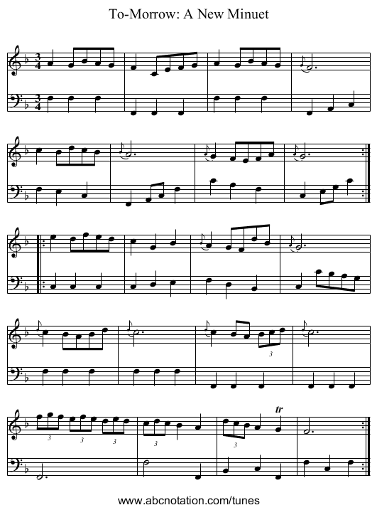 To-Morrow: A New Minuet - staff notation